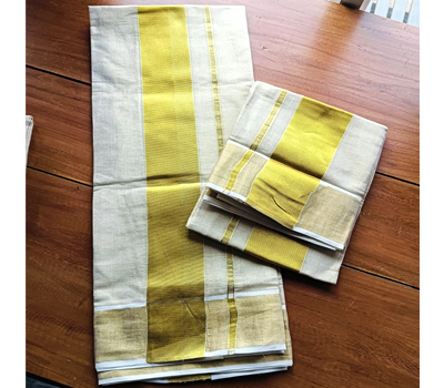 Kerala Traditional Cotton Set Mund with Golden Border for Women 